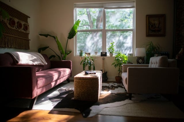 Nice calm home living room with natural sunlight