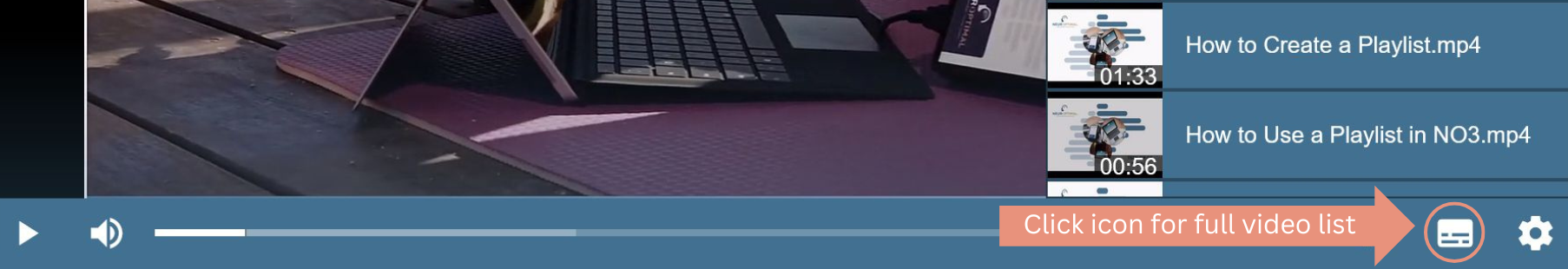 Video playlist icon location