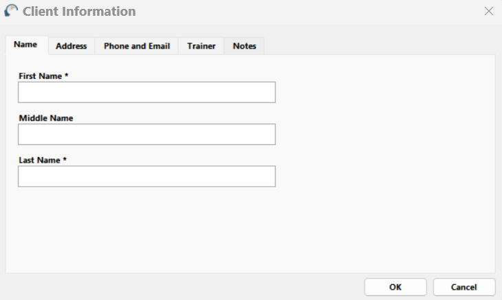 Client Information window