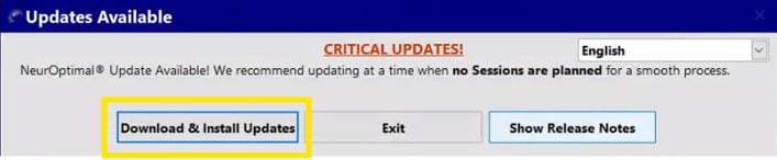 The Download & Install Updates button in NeurOptimal