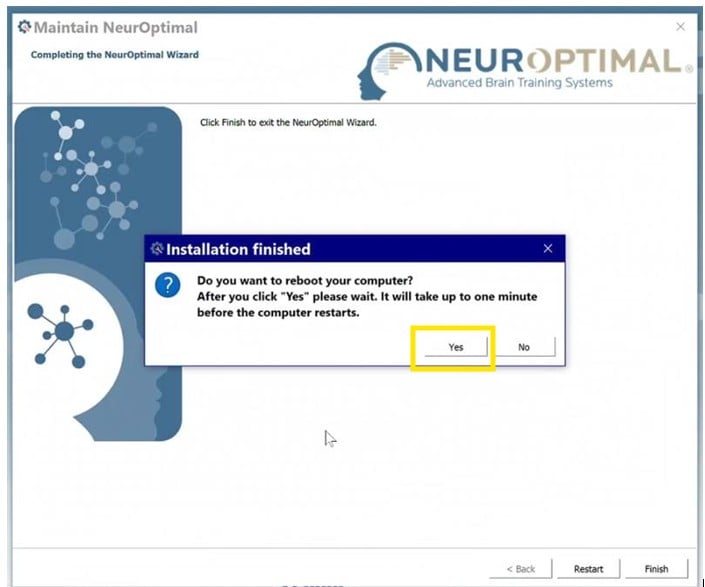 The prompt to restart the computer